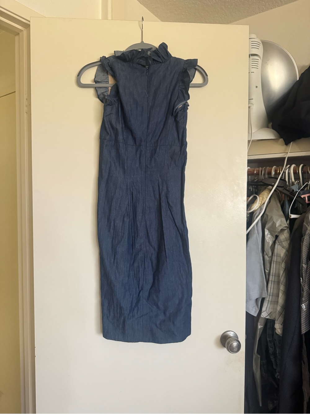 Retro Voom Sleeveless Ruffle Collar Navy Blue Dress - Picture 4 of 4